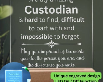 Custodian Appreciation Gift, School Custodian Thank You Gift Engraved Acrylic Plaque, Custodian Personalized Gift, Custodian Gift