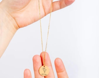 Personalisierte Geburtsblumen Kette, Geburtsblumen Anhänger aus  Silber oder 18K vergoldet, Personalisiertes Weihnachtsgeschenk, Geburtstag