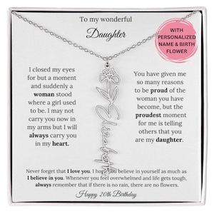 20th Birthday Gift For Her, Custom Birthmonth Flower Name Necklace 20th Birthday  Gift For Daughter I Closed My Eyes Sentimental Keepsake