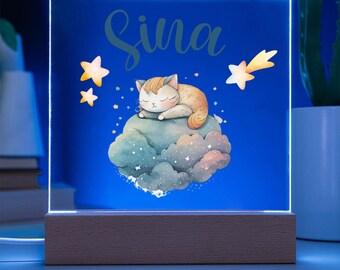 Nachtlicht Personalisiert Mit Namen, Junge Geburt Geschenk Baby, Babygeschenk Geburt, Nachtlicht Tiere Für Kinder, LED Licht Kinderzimmer