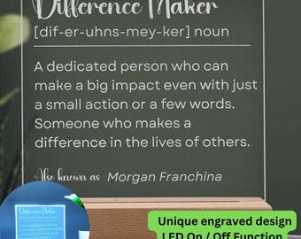 Difference Maker Acrylic Plaque, Difference Maker Engraved Plaque, Gift For Mentor, Thank You Gift, Leader Appreciation Gift, Colleague Gift