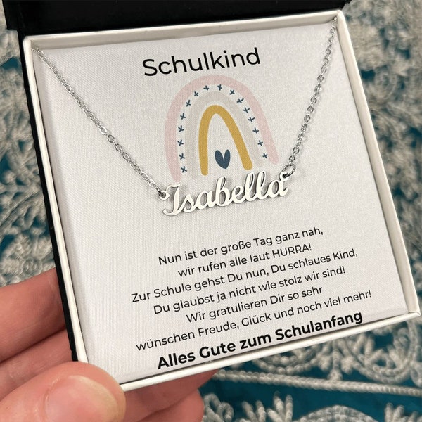 Geschenk Zur Einschulung Mächen Namenskette, Zum Schulstart Geschenk Mädchen, Erster Schultag Enkelkind,Zum Ersten Schultag Geschenk Mädchen