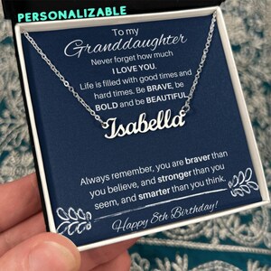 Granddaughter Necklace 8th Birthday, To My Granddaughter On Her 8th Birthday, Name Necklace Girl Turning 8, Granddaughter Necklace Nana