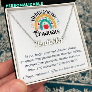 Kindergarten Graduation Gift, Graduation Gift for Her, Graduation Party Favors, Graduation Card, Graduation Name Necklace Girl