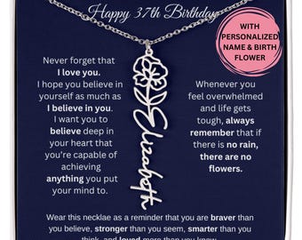 37th Birthday Gift Birth Month Flower Necklace, 37th Birthday Girl, 37 Year Old, 37 Year Old Girl Gift, 37th Birthday,Daughter Birthday Gift