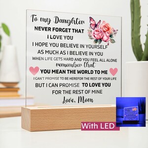 To My Daughter &quot;Lion&quot; Love Mom Acrylic Plaque, Presents for Daughters, Daughter Gift from Mom, Unique Gifts for Daughter from Mom, From Dad