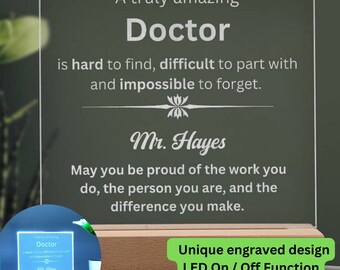 Personalized Doctor Thank You Gift, Doctor Engraved Plaque, Doctor Appreciation, Doctor Thank You Gift, Woman Doctor Gifts, Gift For Doctor