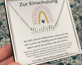 Geschenk Zur Einschulung Mächen Namenskette, Kette Zur Einschulung An Enkeltochter, Herzen Kette Zur Einschulung, Endlich Schulkind