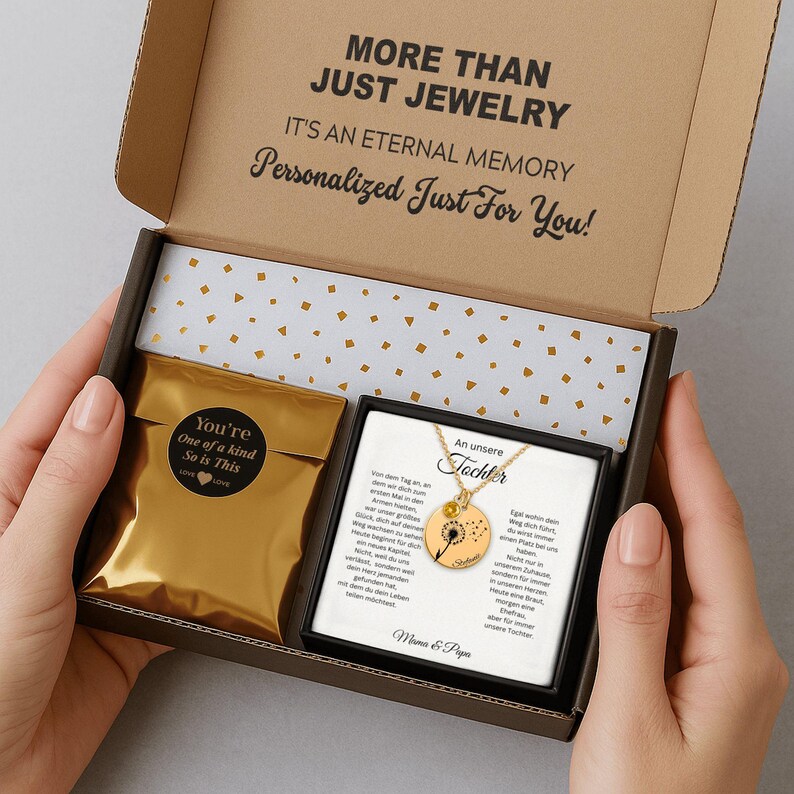 Geschenk für Tochter zur Hochzeit, personalisierte Kette mit Hochzeitskarte, Braut Schmuck emotionales Eltern Geschenk 画像 4