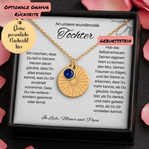 Besonderes Geschenk An Tochter, Tochter Kette Mit Gravur, Liebevolle Karte von Mama und Papa – Mutmacher Schmuck, Tochter Kette Gravur