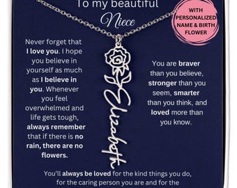 Niece Gift From Aunt Name Necklace, Niece Jewelry Gift, Niece Christmas Gifts, Niece Personalized Christmas Gift, Niece Custom Birthday Gift