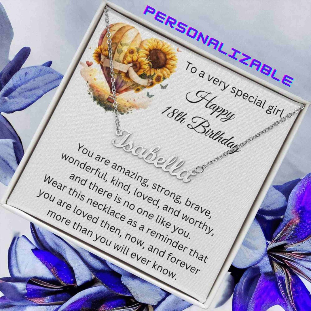 18th Birthday Gift for Girl Personalized Name Necklace, 18th Birthday