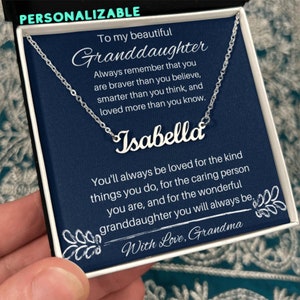 To My Granddaughter Personalized Name Necklace, Grandaughter Christmas Gift, Gift From Grandmother To Granddaughter, Custom Granddaughter