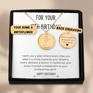 13th Birthday Gift Birth Flower Name Necklace, 13 Year Old Gift, Daughter Granddaughter Niece Birthday Gift, 13th Birthday Jewelry