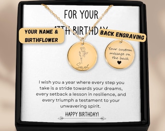 13th Birthday Gift Birth Flower Name Necklace, 13 Year Old Gift, Daughter Granddaughter Niece Birthday Gift, 13th Birthday Jewelry