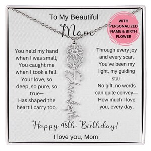 48. Geburtstagsgeschenk für Mutter Geburtsblumen-Halskette mit Karte, personalisiertes 48.Geburtstagsgeschenk für Mutter, Sentimentaler Schmuck für Sie