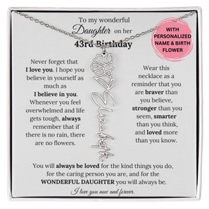 43rd Birthday Gift For Her, Custom Birthmonth Flower Name Necklace 43rd Birthday Necklace Gift For Daughter From Mom Parents, 43rd Birthday