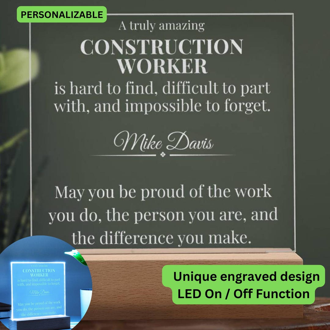 Construction Worker Appreciation Plaque - Etsy