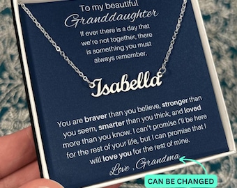 Granddaughter Necklace, Personalized Birthday Gift From Grandma Grandfather Grandmother To Granddaughter, Granddaughter Custom Name Necklace