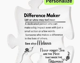 Personalized Difference Maker Gift, Mentor Thank You Gift, Meaningful Leader Gift, Gift For Employee, Retirement Plaque, Colleague Gift