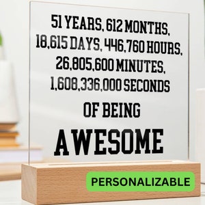 51st Birthday Gift Custom Acrylic Plaque, 51st Birthday Gift For Her, Meaningful Gift for 51st Birthday, Personalized 51st Birthday Gifts