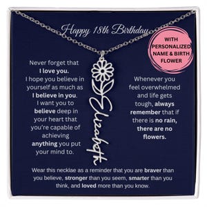 18th Birthday Gift Birth Month Flower Necklace, 18th Birthday Girl, 18 Year Old, 18 Year Old Girl Gift, 18th Birthday,Daughter Birthday Gift