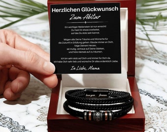 Sohn Abitur Geschenk Leder Armband , Junge Geschenk Zum Bestandenen Abitur Von Mama An Sohn, Abitur Geschenk 2023, Gratulation Zum Abitur