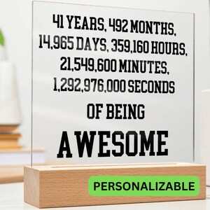 41st Birthday Gift Custom Acrylic Plaque, 41st Birthday Gift For Her, Meaningful Gift for 41st Birthday, Personalized 41st Birthday Gifts