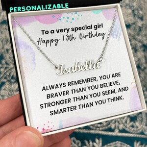 Idea regalo per il 13° compleanno per lei, collana personalizzata con nome per il 13° compleanno, collana con nome in argento 13° compleanno per figlia, nipote, nipote