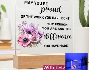 Retirement Wooden Base LED Acryl Plaque, Personalized Retirement Gift, Gift For Retirement, Retirement Gift Idea, Retirement Unique Gifts