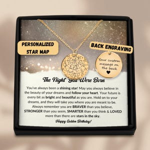 Happy Golden Birthday Personalized Star May By Date Necklace, Custom Golden Birthday,Golden Birthday Necklace With Engraving, Birthday Card
