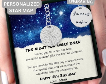 18th Birthday Custom Star Map Keychain, Son 18th Birthday, Meaningful Gift  Mom To Son 18th Birthday Gift For Him,18th Birthday Gift For Him