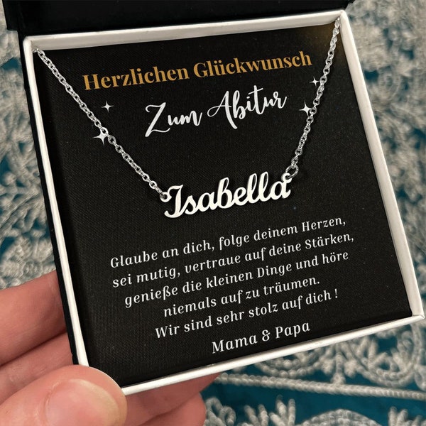 Abschluss Mächen Namenskette, Personalisierte Namenskette Geschenk Zum Abschluss, Mittelschule Bestanden, Halskette Schmuck Abi