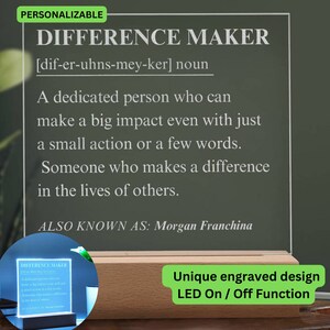 Engraved Personalized Plaque For Difference Maker, Coworker Retirement Gift, Difference Maker, Gift For Colleague, Difference Maker Plaque