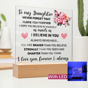 To My Daughter &quot;Lion&quot; Love Mom Acrylic Plaque, Presents for Daughters, Daughter Gift from Mom, Unique Gifts for Daughter from Mom, From Dad