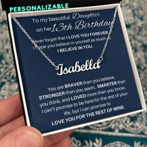 Regalo speciale per il 13° compleanno, collana con nome personalizzato, regalo di compleanno personalizzato per la figlia che compie 13 anni, 13° compleanno della figlia