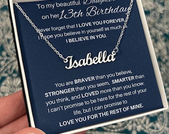 Regalo especial de cumpleaños número 13, collar con nombre personalizado, joyería, regalo de cumpleaños personalizado para hija que cumple 13 años, hija que cumple 13 años