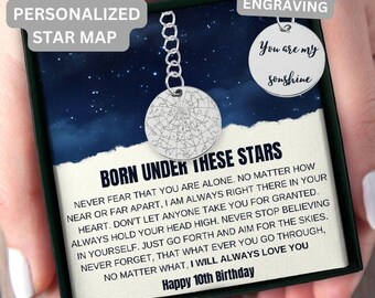 Son 10th Birthday Custom Star Map Keychain, Son 10th Birthday, Meaningful Gift For Son 10th Birthday, Mom To Son 10th Birthday Gift For Him
