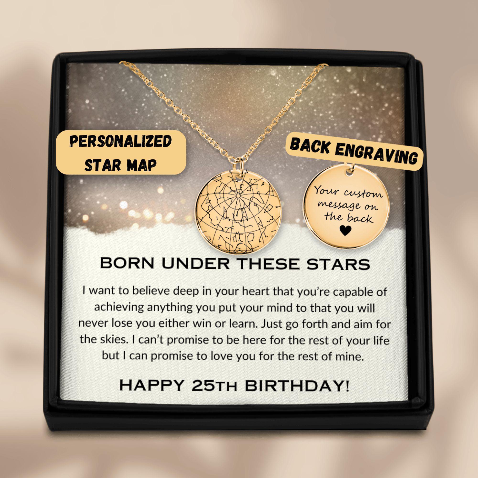 34 Discover Unique Map-Themed Jewelry for Your Next Adventure 27 25th Birthday Gift for Her Custom Star Map Necklace, Personalized…