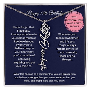 Collier de fleurs pour le mois de naissance, 13e anniversaire de fille, 13 ans, cadeau pour fille de 13 ans, 13e anniversaire, cadeau d&#39;anniversaire pour fille