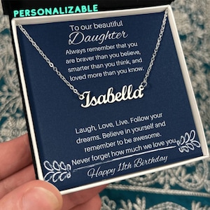 11th Birthday Gift Daughter Name Necklace, Daughter Personalized Name Necklace 11th Birthday, Daughter 11th Birthday Jewelry Gift