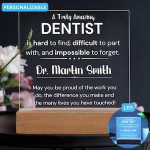 Dentist Personalized Acrylic Plaque, Dentist Thank You Gift, Dentist Retirement Gift, Dental Office Sign, Best Dentist Ever, Dentist Gift