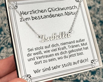 Abschluss Mächen Namenskette, Glückwunsch Zum Abitur, Abi Geschafft Prüfung Bestanden, Abi Geschenke, Geschenke Zum Abitur Mädchen