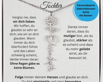 An Unsere Tochter - Vergiss Nie Geburtsblumen Kette Personalisierbar Mit Namen, Weihnachtsgeschenk Eltern an Tochter, Geschenk An Tochter