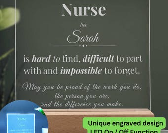 Engraved Nurse Profession Plaque, Personalized Acrylic Desk Name Plate, Custom Nurse Recognition Gift, Medical Office Sign