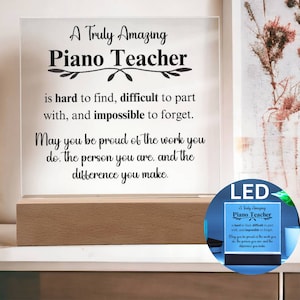 Piano Teacher Gift, Piano Teacher Thank You Gift, Piano Teacher Leaving Appreciation Gift, A Truly Amazing Piano Teacher LED Plaque