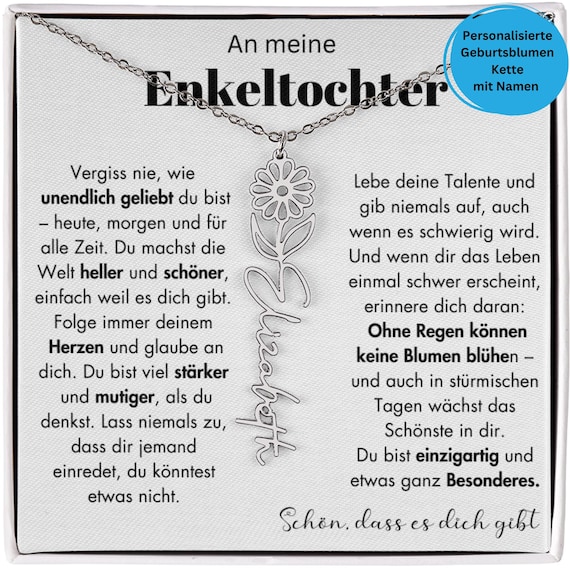 Weihnachtsgeschenk Enkeltochter Schmuckkarte mit Spruch unendlich geliebt Mutmacher Erinnerung liebevolle Worte Geschenkidee