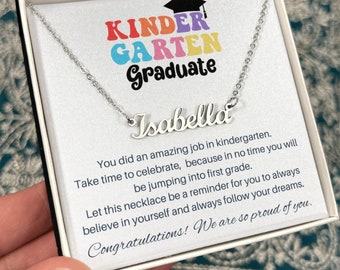 Kindergarten Abschluss, Geschenk Abschluss Namen Halskette, Geschenk für Kinder Schulabschluss Geschenk, Abschluss Halskette Mädchen, Kinder Abschluss