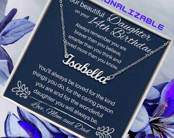 14th Birthday Gift For Girl Personalized Name Necklace, 14th Birthday Gift For Daughter, 14th Birthday Gift For Girl, fourteenth Birthday