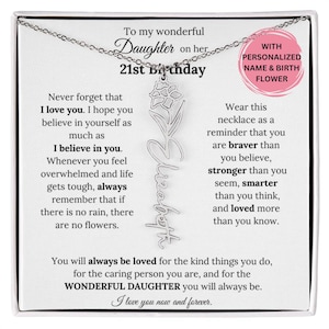 21st Birthday Gift For Her, Custom Birthmonth Flower Name Necklace 21st Birthday Necklace Gift For Daughter From Mom Parents, 21st Birthday